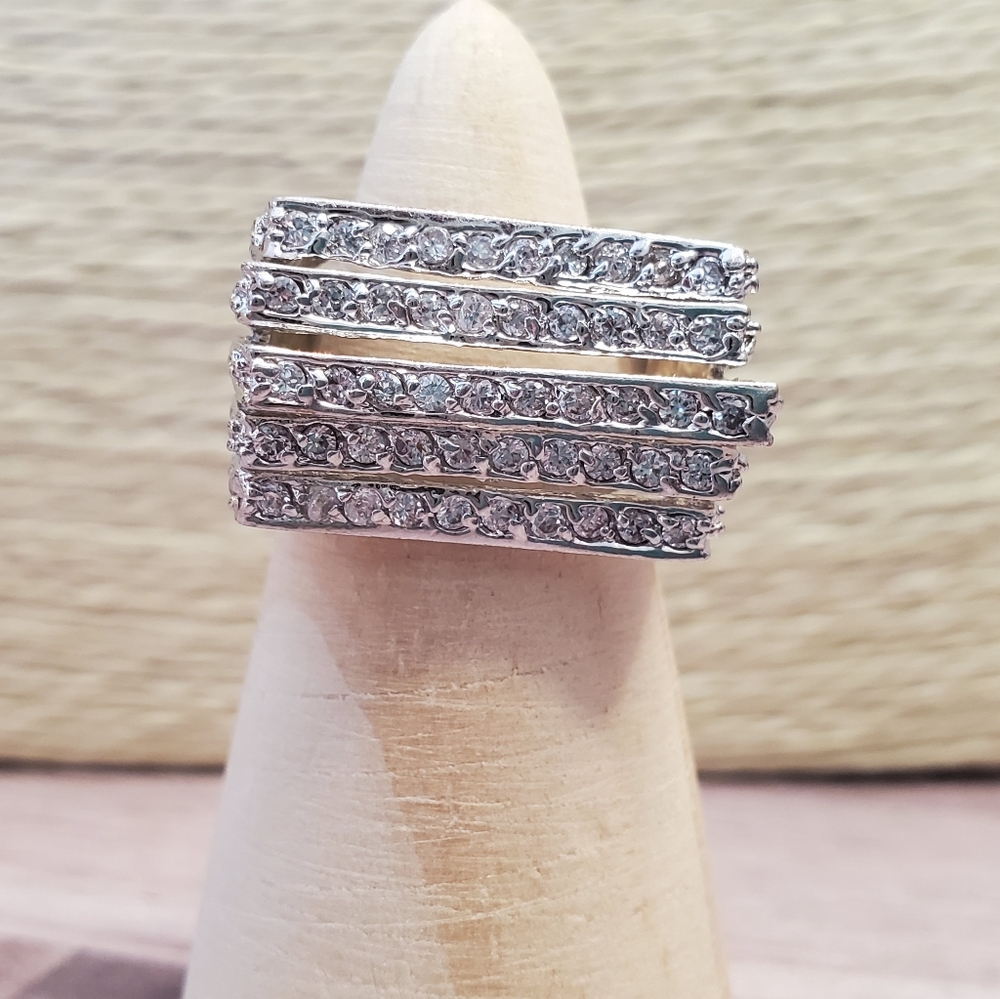 18k gep clear rhinestone ring